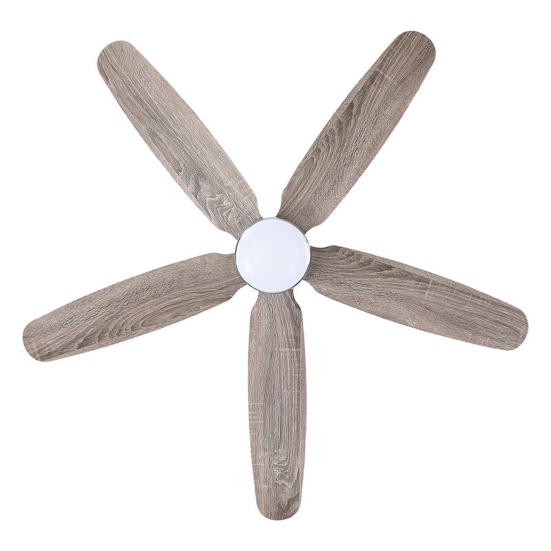 52" Classic Wooden 5-Blade Chrome Ceiling Fan with Light