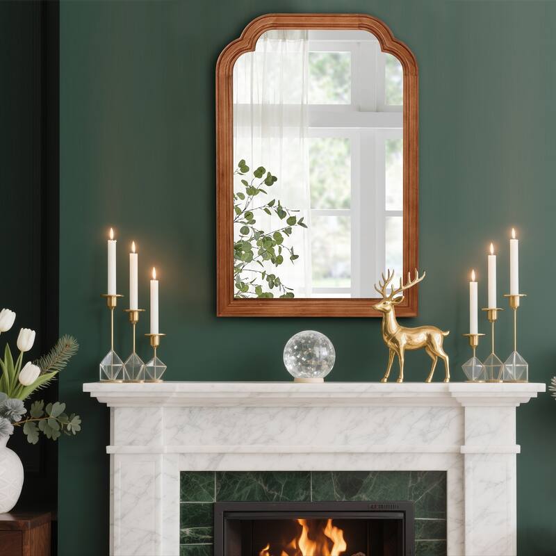 24" x 36" Solid Wood Frame Rounded Corner Decorative Mirror, For Bedroom, Bathroom, Living Room, Entryway