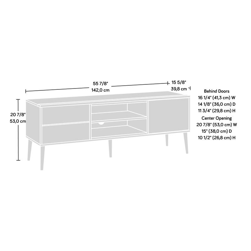 Wood Credenza for TVs up to 70" with Doors, Brown - 55.91" W x 15.67" D x 20.87" H