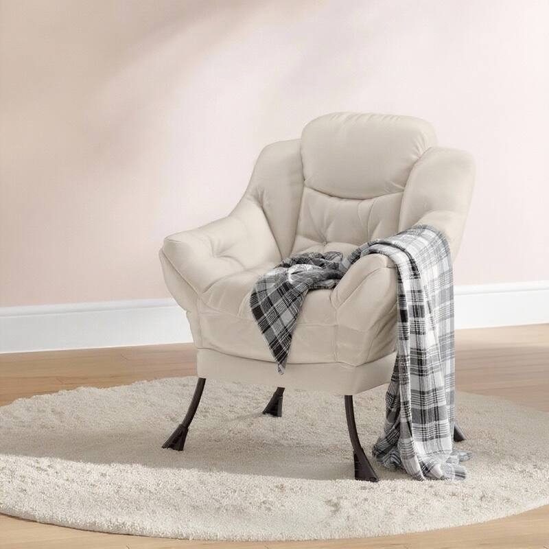 Lazy Chair, with Side Pocket and Arm - Beige
