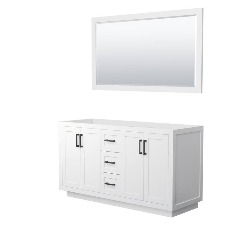 Wyndham Collection Miranda 60" Double Free Standing Vanity Cabinet - - White / Matte Black Hardware