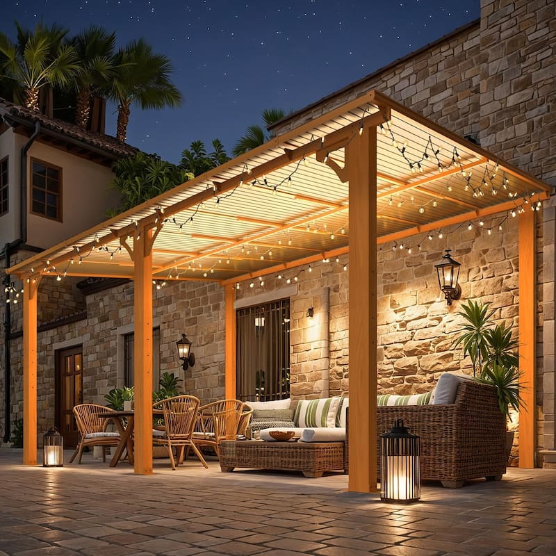 AECOJOY Wall Mounted Gazebos Pergola Gazebo Awnings for Backyard