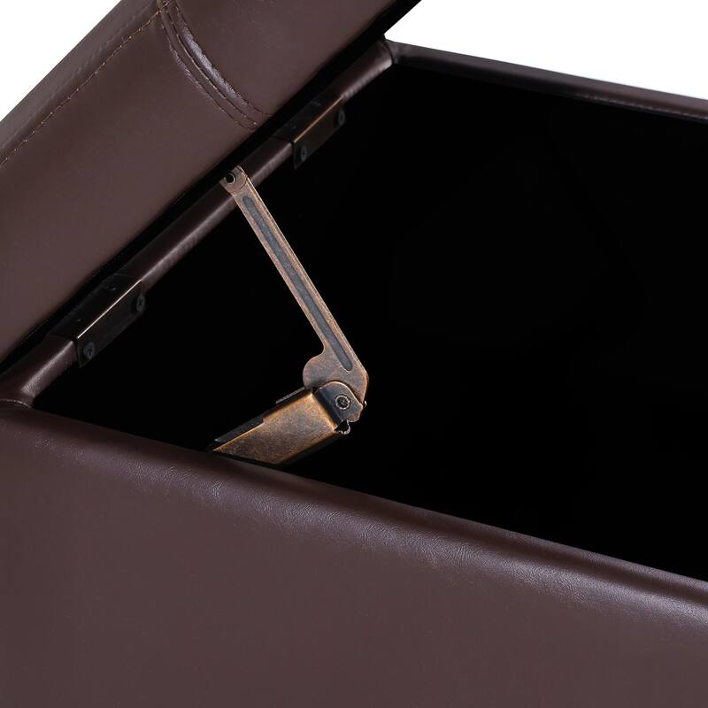 Adeco Square Tufted Storage Ottoman with Hidden Space