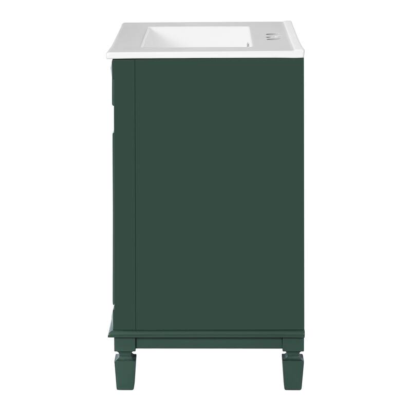 24" Bathroom Vanity with Ceramic Sink with 2 Drawers and Adjustable Shelf