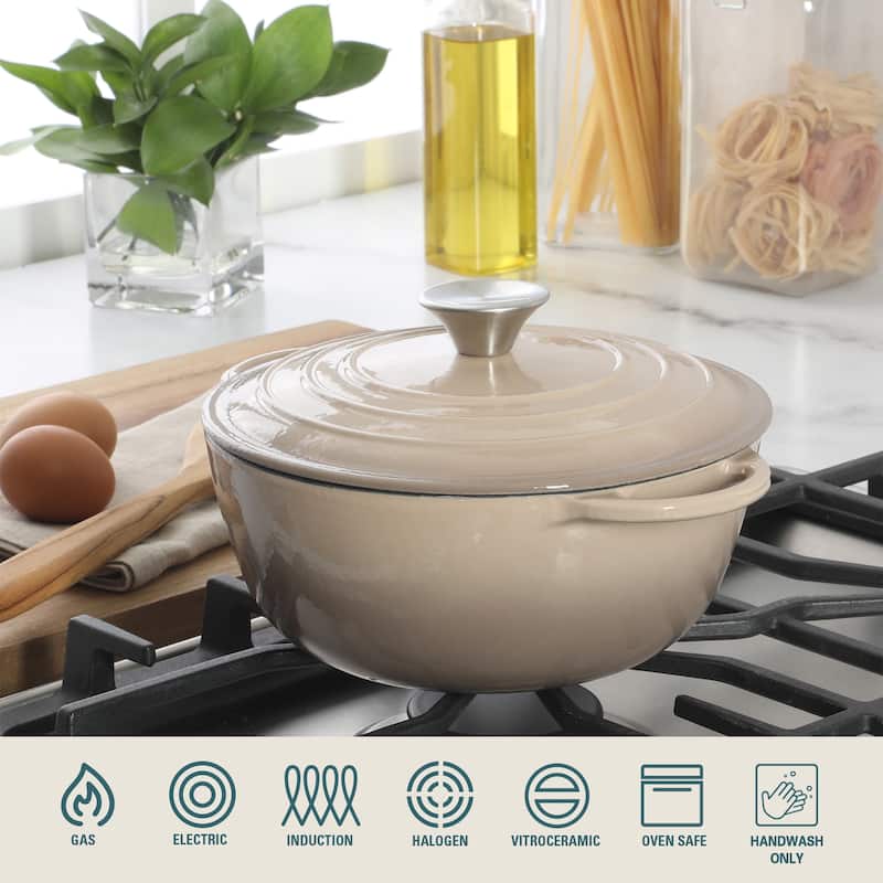 Gibson Home 2.65 Qt Enameled Cast Iron Dutch Oven Pot with Lid - Round, Ideal for Bread Baking & Stews