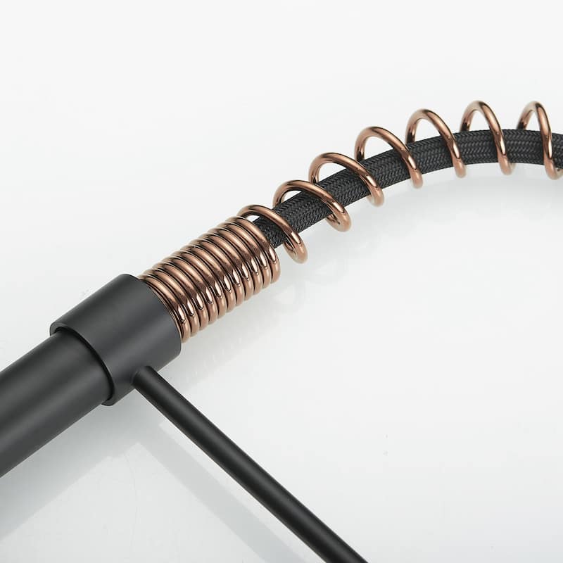 Matte Black and Brushed Nickel Brass Single Handle Pull Out Sprayer Kitchen Faucet - 8.26 In. W X 16.3 In. H X 16.3 In. D