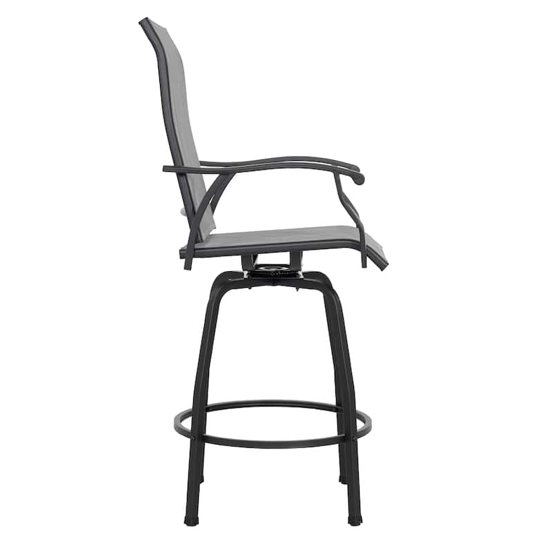 Nuu Garden Patio 2-Piece Textilene Swivel Bar Stools with High Backrest, Gray