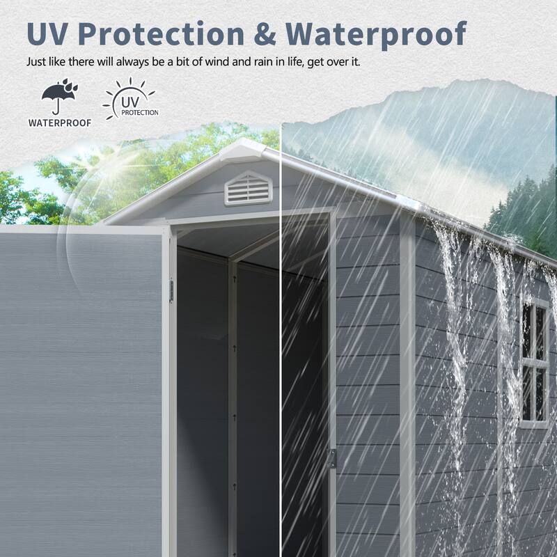 4x6ft Resin Outdoor Storage Shed Kit-Perfect to Store Patio Furniture