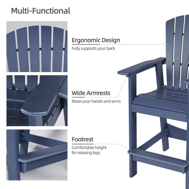 Aoodor Tall Adirondack Chairs Set of 2 with Connecting Tray