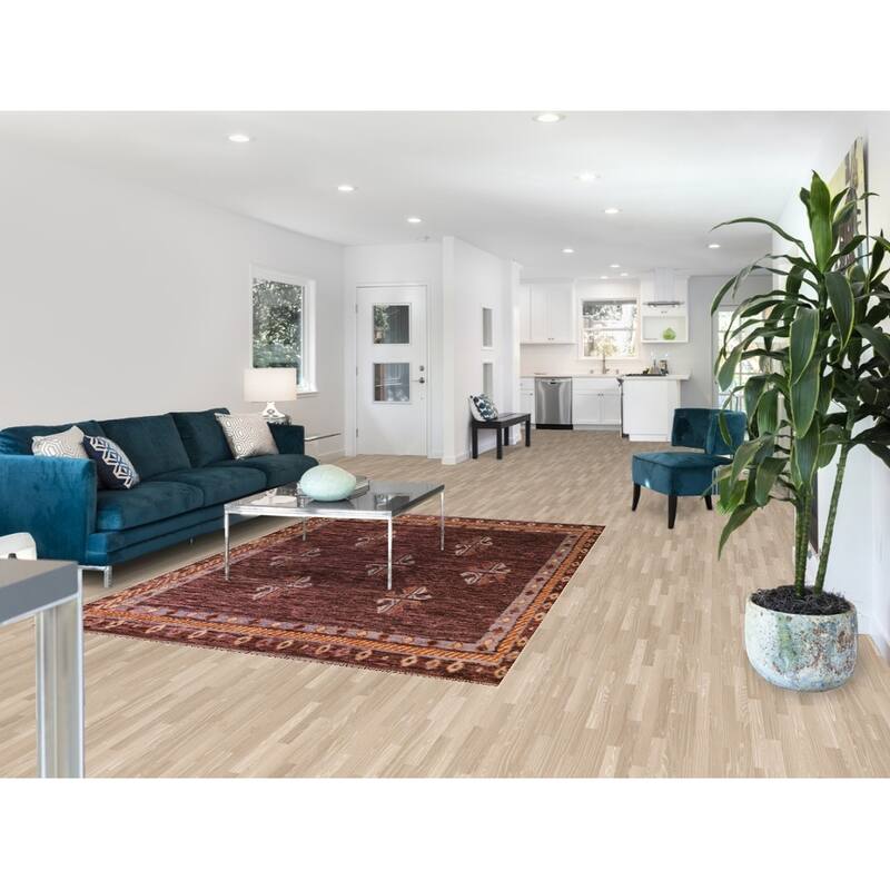 Hand Knotted Oriental 100% Wool Carpet Modern Geometric Pink Moroccan Area Rug - 8' 1'' X 5' 8''