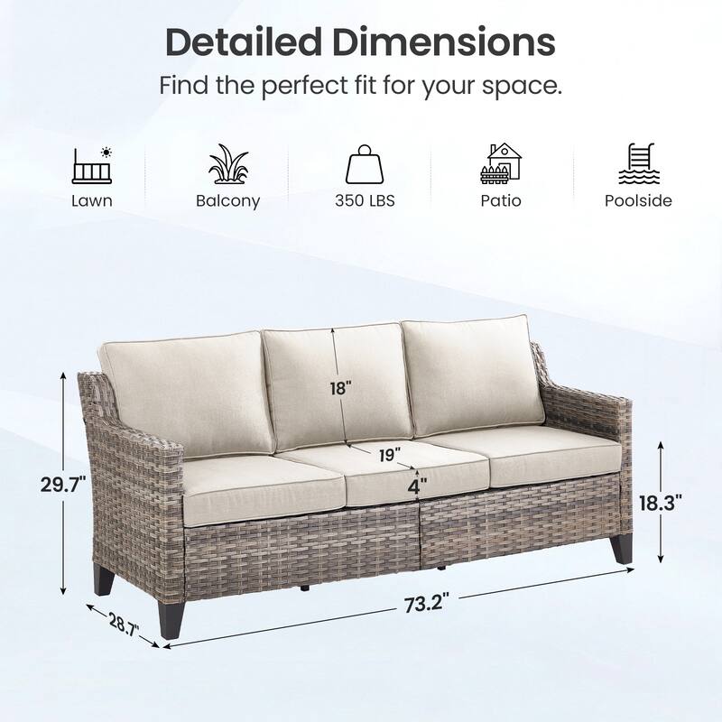 Pocassy Patio Sofa Glider Swivel Chair Ottoman Table Furniture Set.