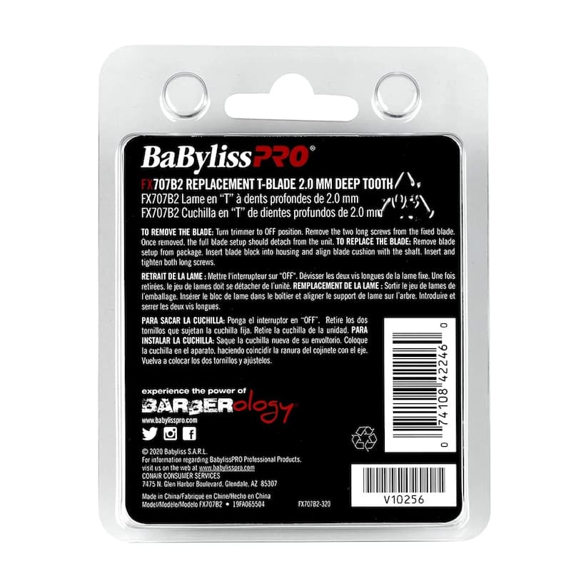 BaByliss Pro Deep Tooth Graphite Replacement Blade BB-FX707B2 + Fade Brush BPFADEB + 9" Clipper Comb