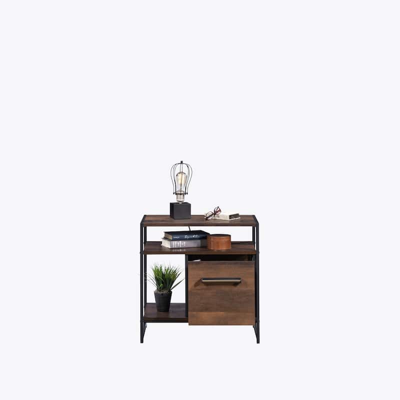 Wood Side Table Nightstand with Drawer, Brown