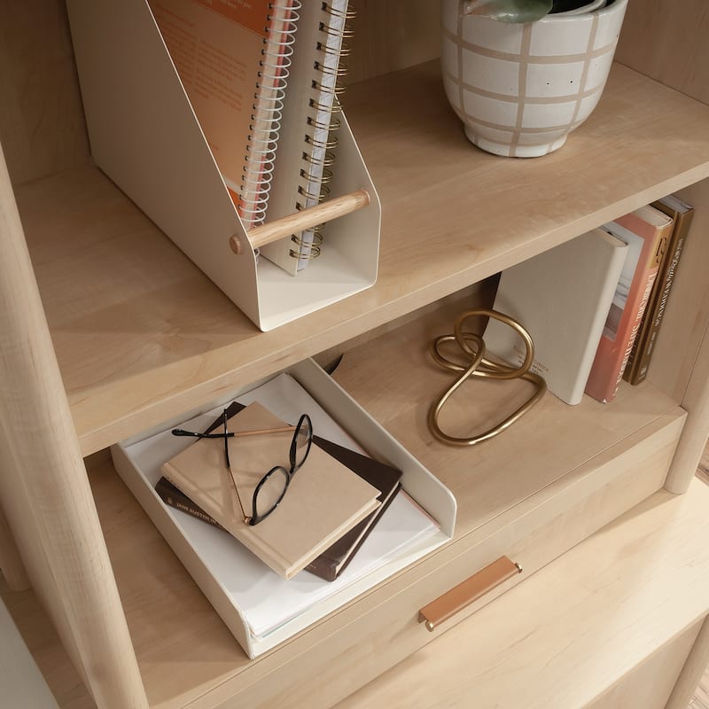 Wood Library Hutch with Rustic Design, Brown - 35.55" W x 15.75" D x 37.21" H