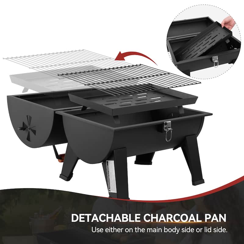 Royal Gourmet Black Portable Charcoal Grill