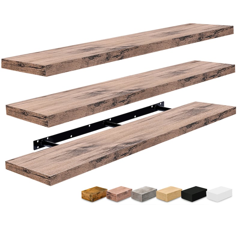 Sorbus Floating Shelves for Wall - 55 Inch Extra-Long Bathroom Shelves- Mounted Floating Shelf with Hidden Brackets (3 Pack)