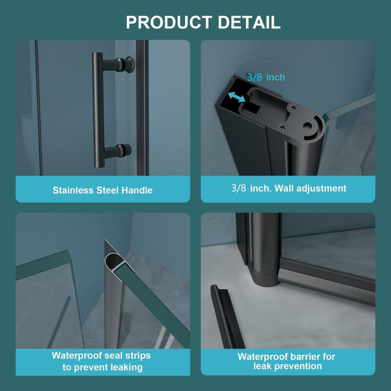 Bi-Fold Frameless Shower Door with Tempered Glass