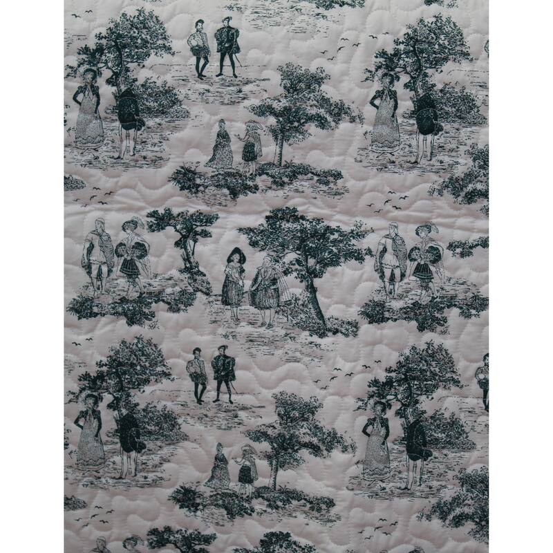 Toile Quilted Coverlet King Red