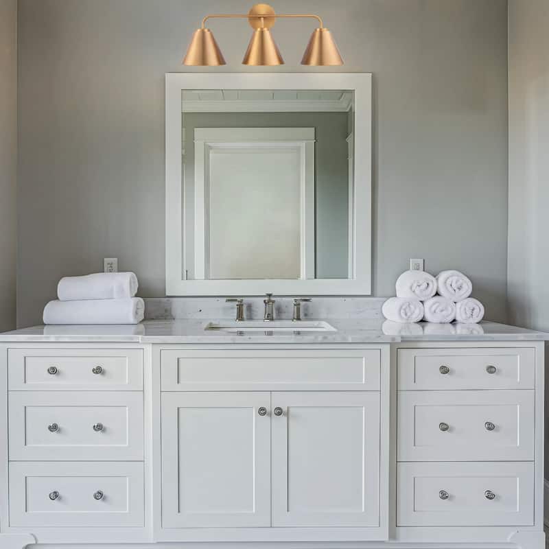 Modern Loft Lantern 3-Light Gold Vanity Light - 25.4"L x 7"W x 10.5"H