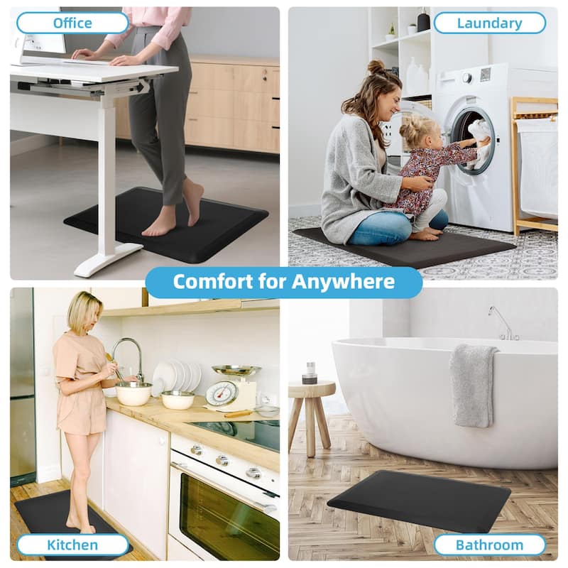 Art3d Memory Foam Floor Mat 32"x20"x0.75", Black Kitchen Mat - 32"x20"x0.75"