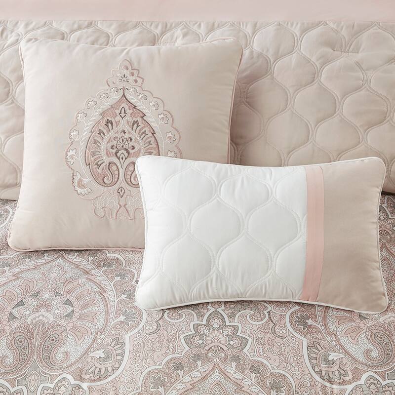 GDF Studio - Shawnee 8-Piece Quilted Comforter Set with Decorative Pillows