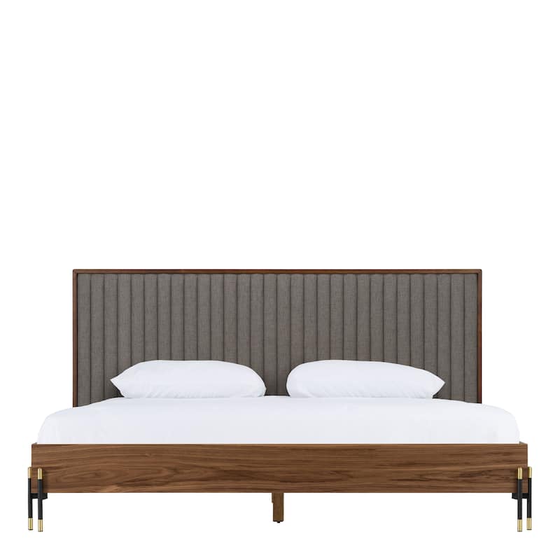 Nova Domus Metcalf Mid-Century Walnut & Grey Bed
