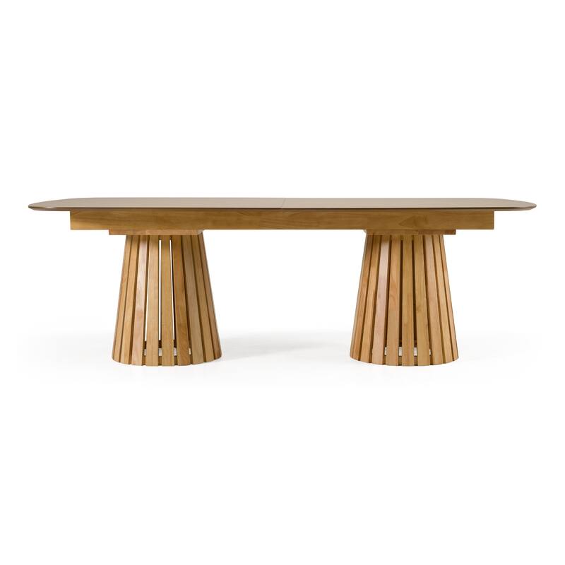 Modrest Truman Mid-Century Modern Natural Oak Extendable Dining Table