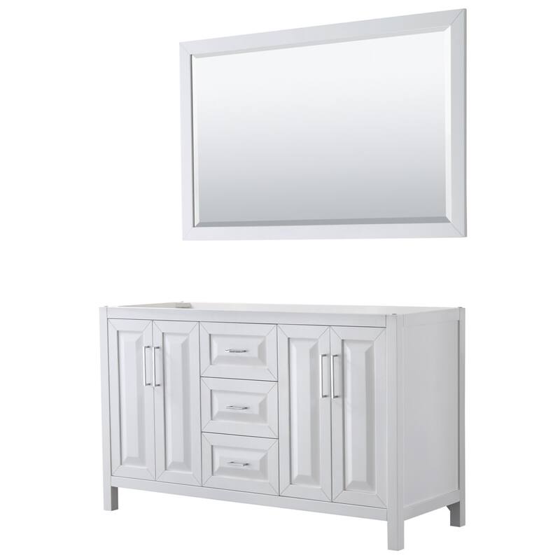 Wyndham Collection Daria 59" Double Free Standing Vanity Cabinet - - White / Polished Chrome Hardware