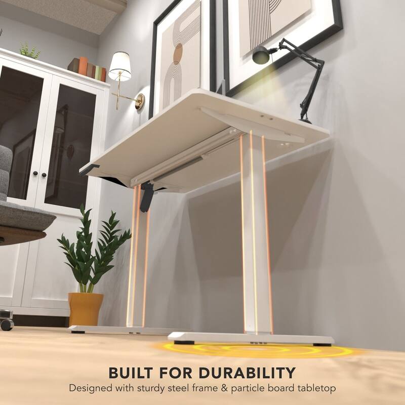 Mount-It! 48"W Electric Rectangular Adjustable Standing Desk, White (MI-8037)