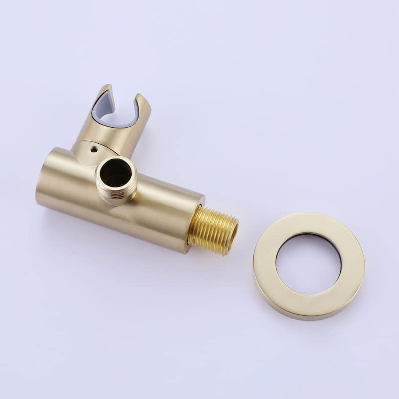 1-Spray Patterns Wall Mount Dual Shower Heads with Handheld Shower Head Set in Brushed Gold - 10 inch