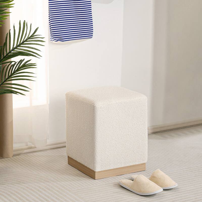 Adeco Ottoman Footrest Vanity Stool Gold Trim Footstool