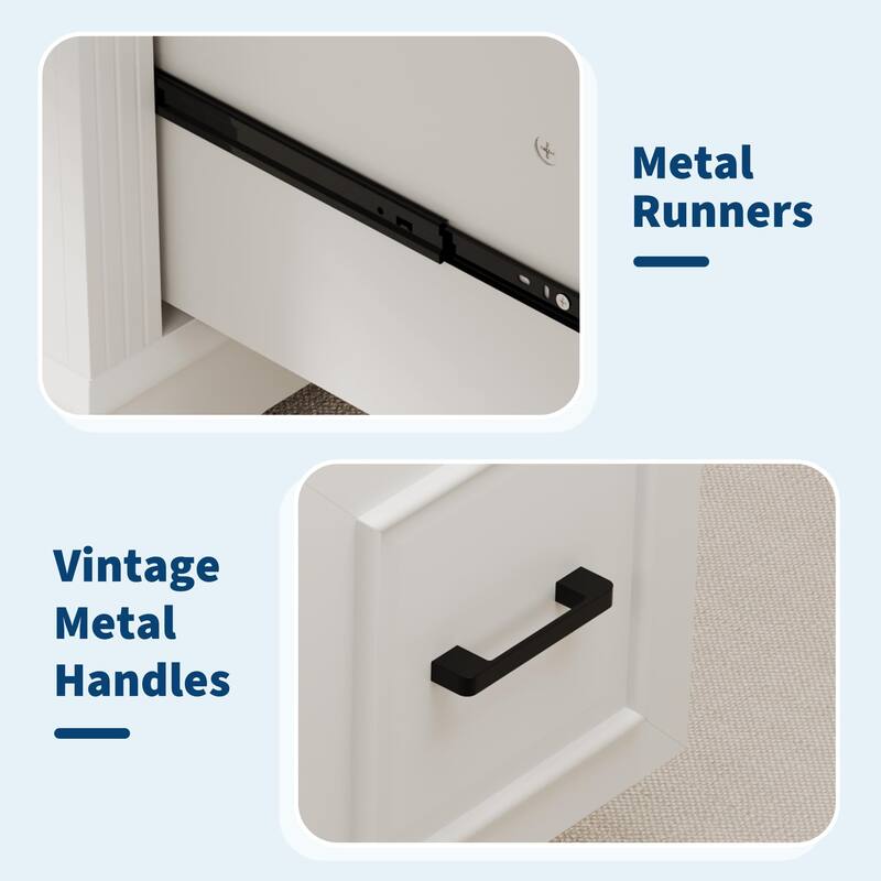 58 Inch Large Home Office Desk, Farmhouse Executive Desk with 5 Drawers & Cabinet, Modern Minimalist Wood Writing Table