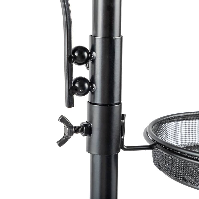 Deluxe Bird Feeding Station Kit with 4 Hooks Suet Cage Mesh Tray and Water Bowl Adjustable Rust Resistant