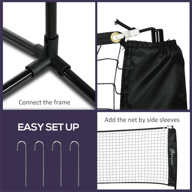 Portable Badminton Net Set with Adjustable Steel Frame Pickleball and Volleyball Included - 200.75" L x 40.5" W x 42.25" - 61" H