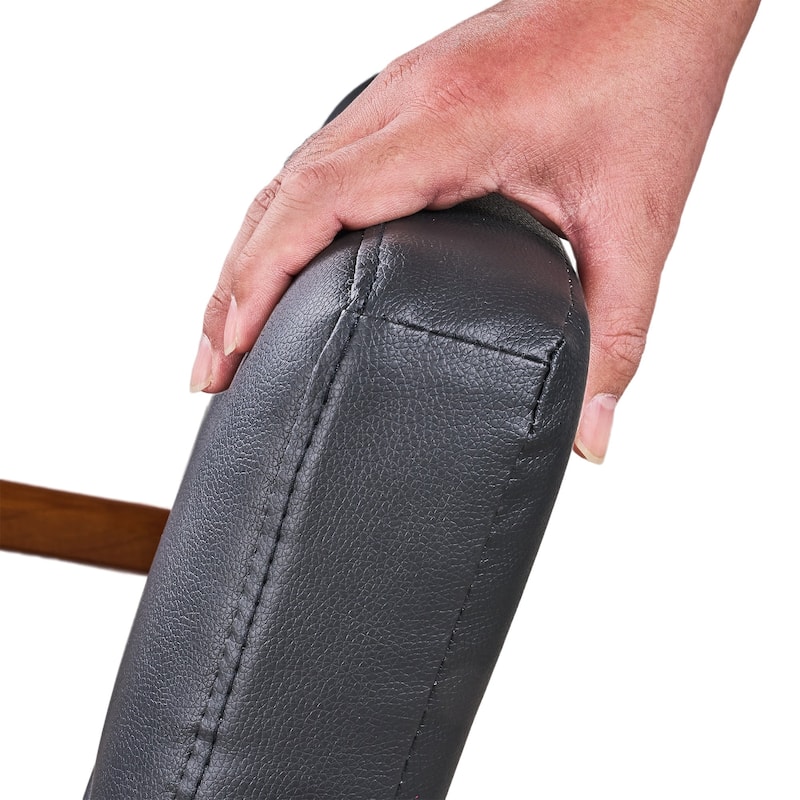 VECELO Black PU Leather Accent Chair Armrests Lounge Chair with Removable Throw Pillow 300lbs Heavy Duty Chair for Living Room