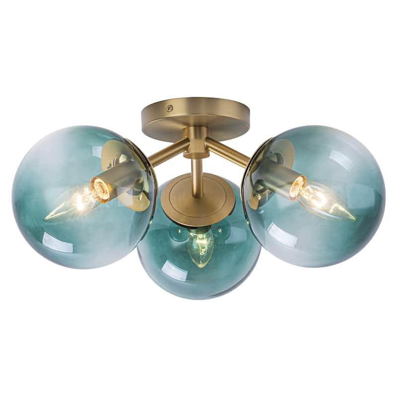 Modern 3-Light Semi Flush Mount With Opal Glass Shade