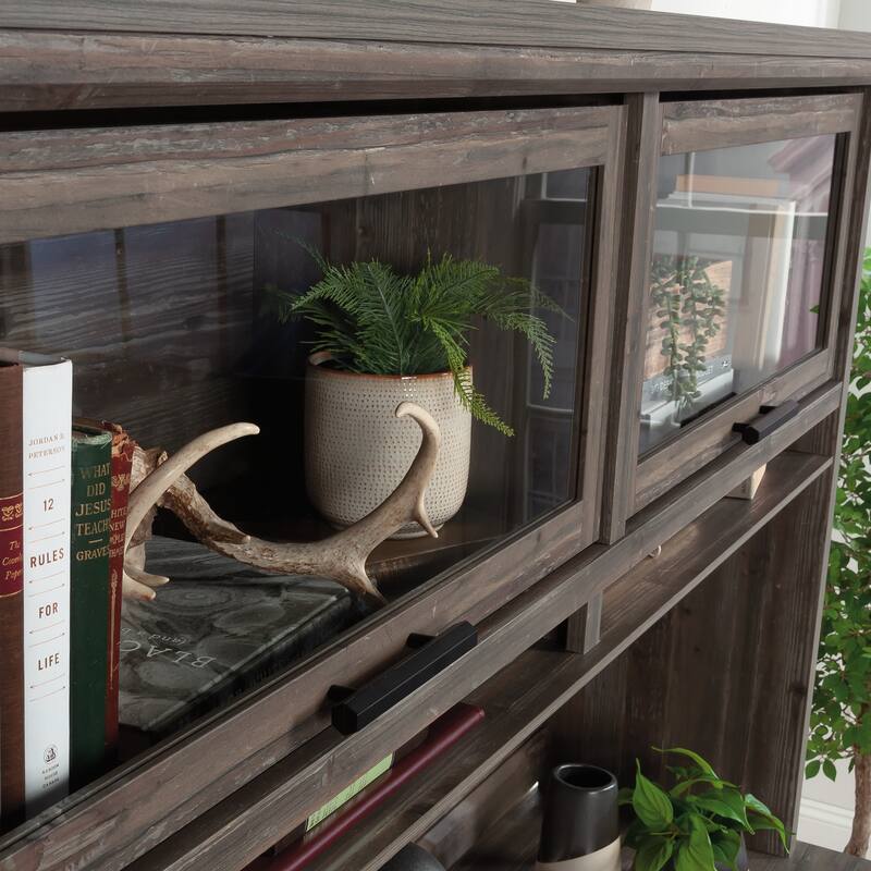 Wood Hutch with Glass Doors