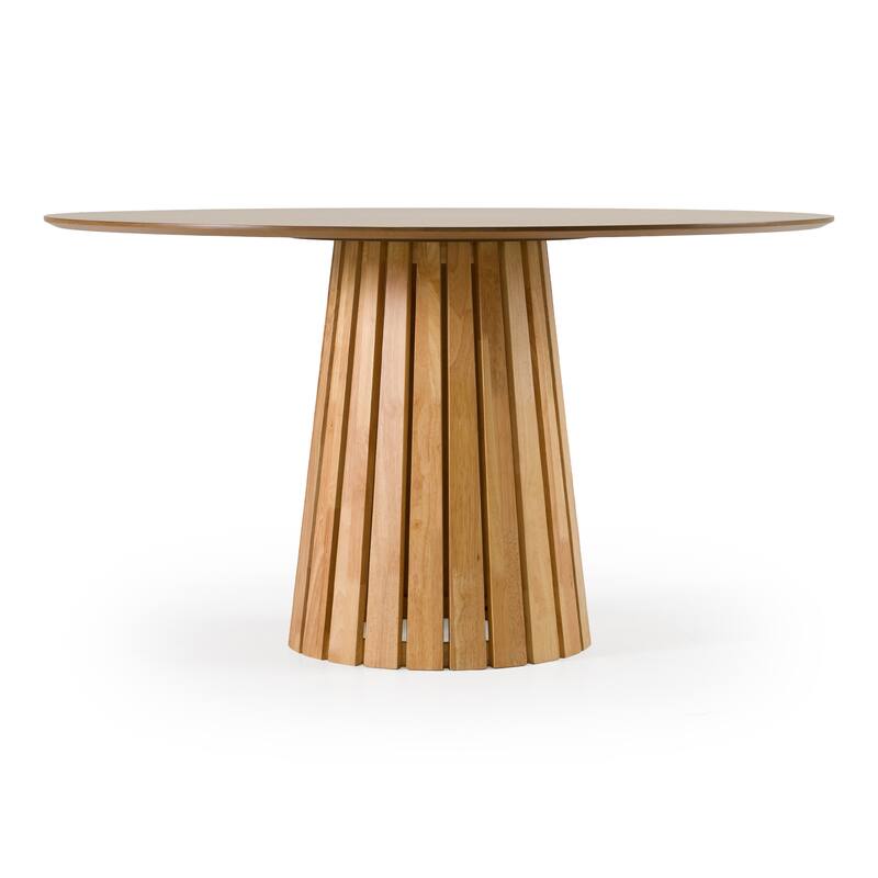 Modrest Weiss Mid-Century Modern Natural Oak Round Dining Table