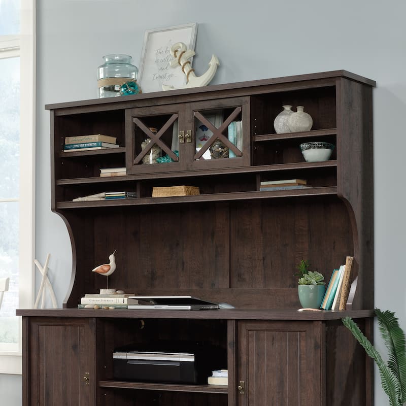 Wood Hutch with Adjustable Shelves, Brown - 64.57" W x 13.19" D x 40.04" H