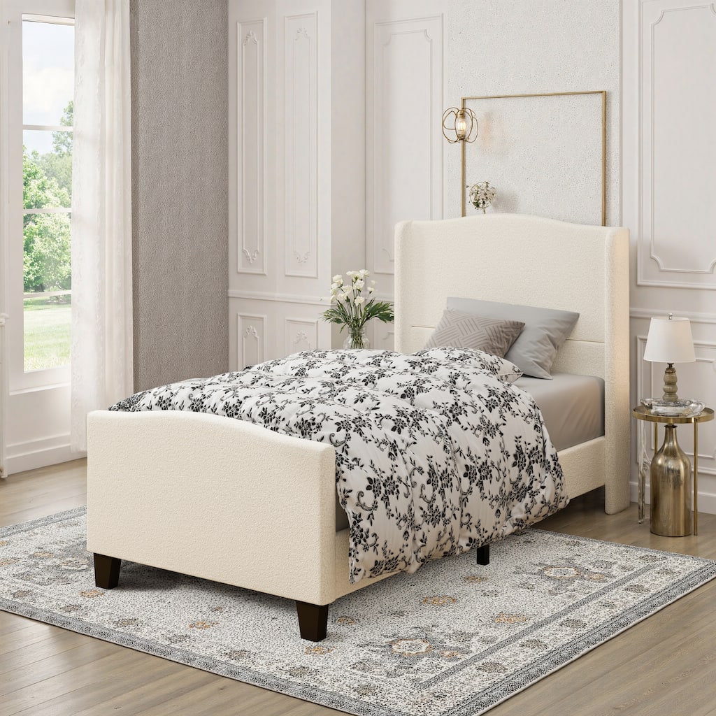 GDFStudio - Jane 49.21" High Back Upholstered Headboard Bed Frame with High Footboard