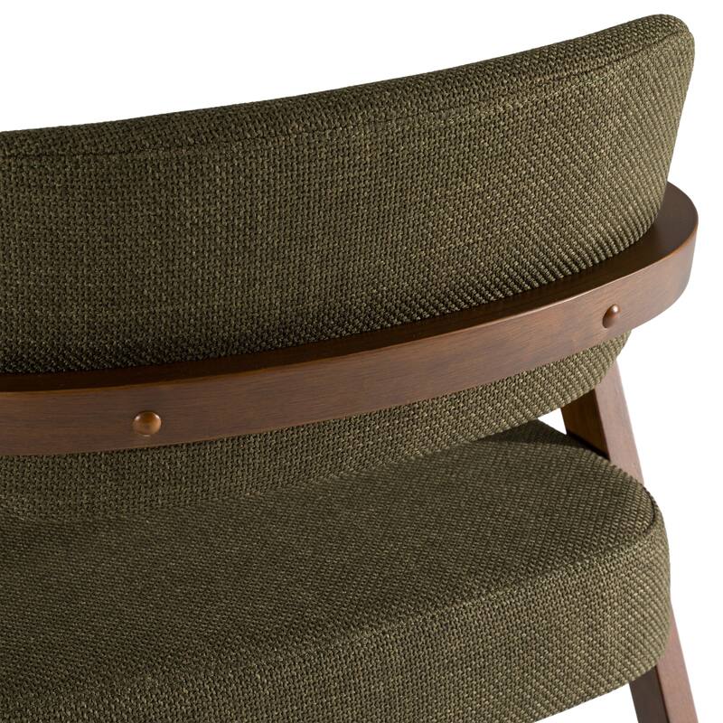 Modrest Sacks Mid-Century Modern Green Fabric & Walnut Dining Chair
