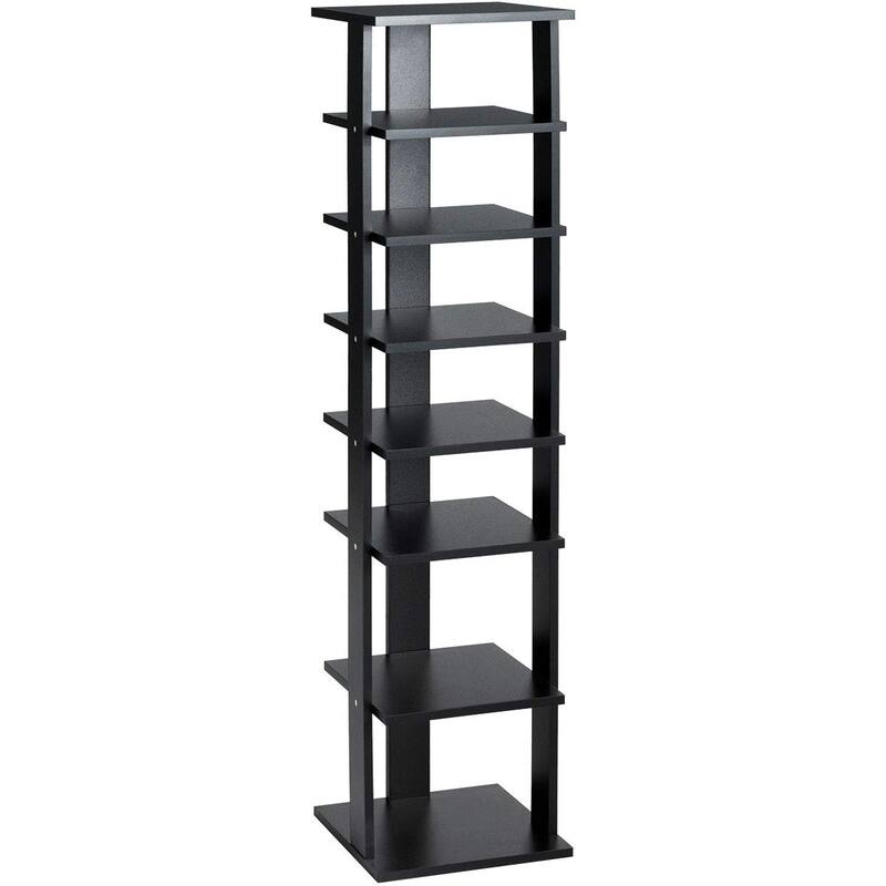 7-Tier Wooden Shoe Rack with Detachable Shelf and Water-Resistant Surface for Home Use - 11" x 10.5" x 43.5" (L x W x H)