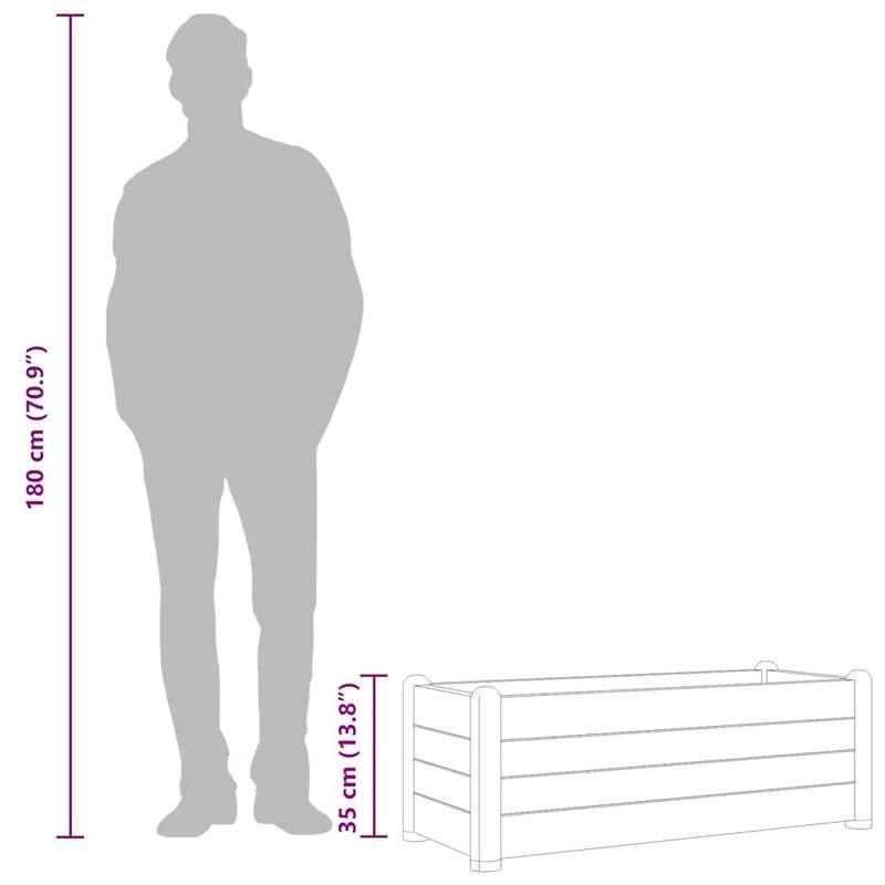 vidaXL Raised Bed White Polypropylene Medium UV-resistant materials - 39.4" x 16.9" x 13.8"/ 1