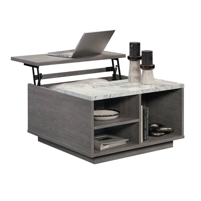 Wood Lift-Top Coffee Table with Concealed Storage, Brown - 31.18" L x 31.18" W x 17.24" H