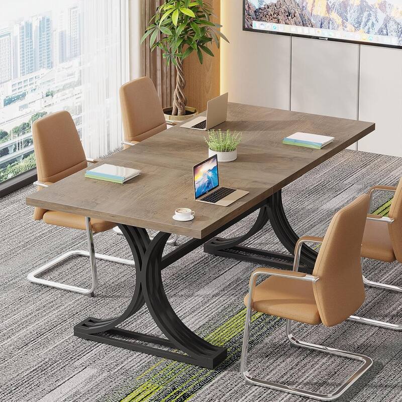 5FT Conference Table, Modern Meeting Table for Office Conference Room - Grey+Black