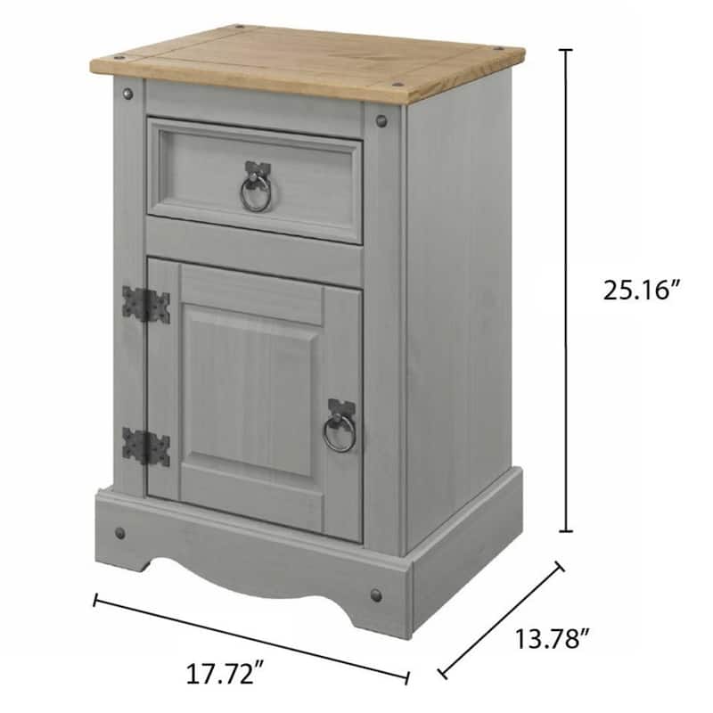 Wood Nightstand 1 Door 1 Drawer Corona Gray | Furniture Dash