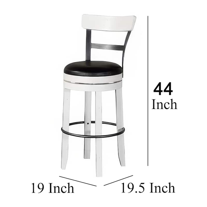 Orso Swivel Barstool Chair Set of 2, Black Faux Leather, White, Black