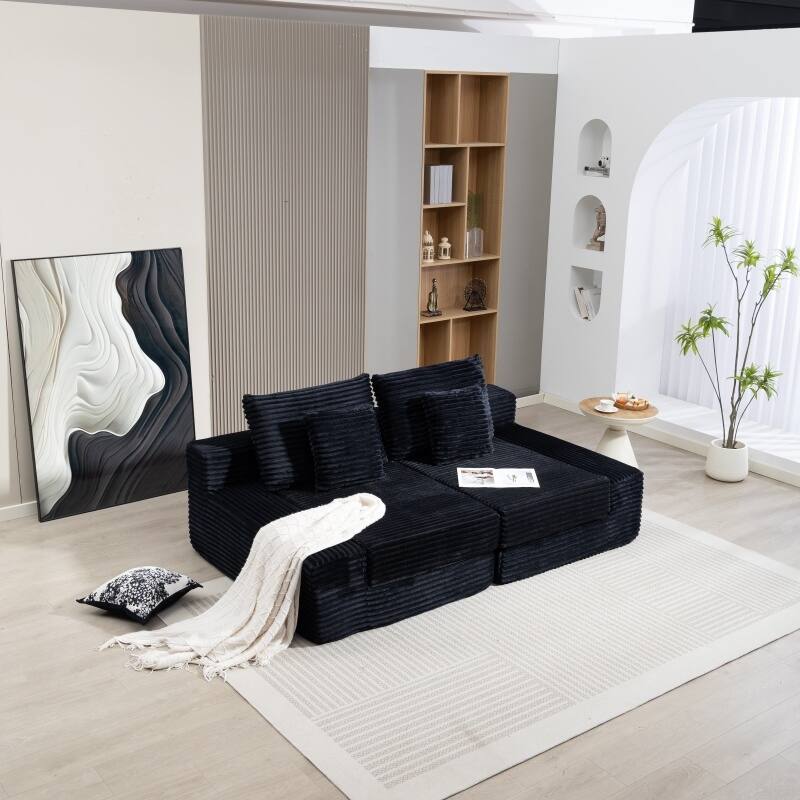 Double Chaise Lounge Sofa, Cloud Plush Sofa Bed, Upholstered Boneless Cloud Sofa Deep Seat, Sleeper Loveseat Chair