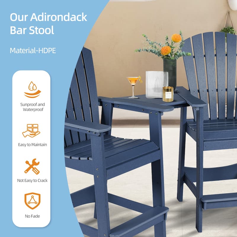 Aoodor Tall Adirondack Chairs Set of 2 with Connecting Tray