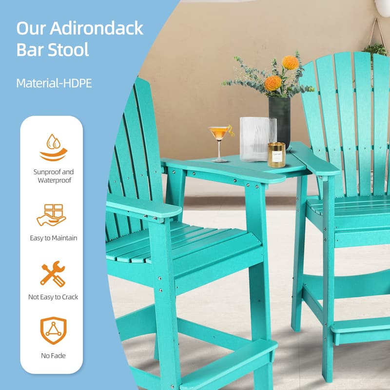 Aoodor Tall Adirondack Chairs Set of 2 with Connecting Tray
